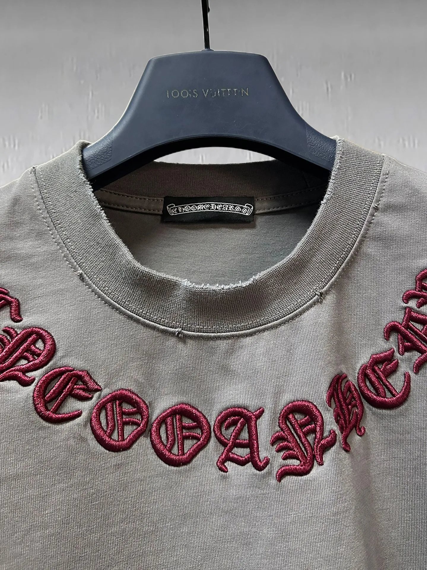 Chrome Hearts Gothic Embroidered Gray T-Shirt - 9