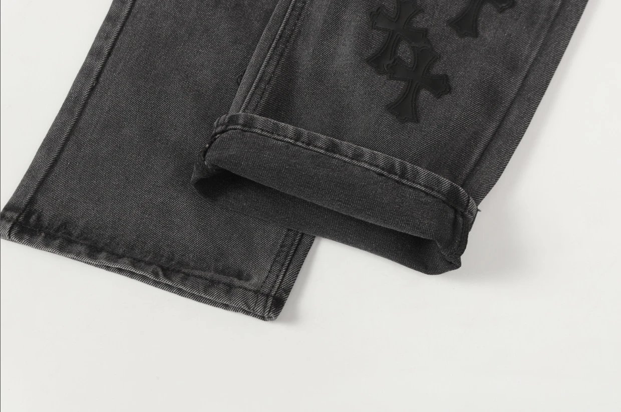 Cross Print Denim Jeans photo 5