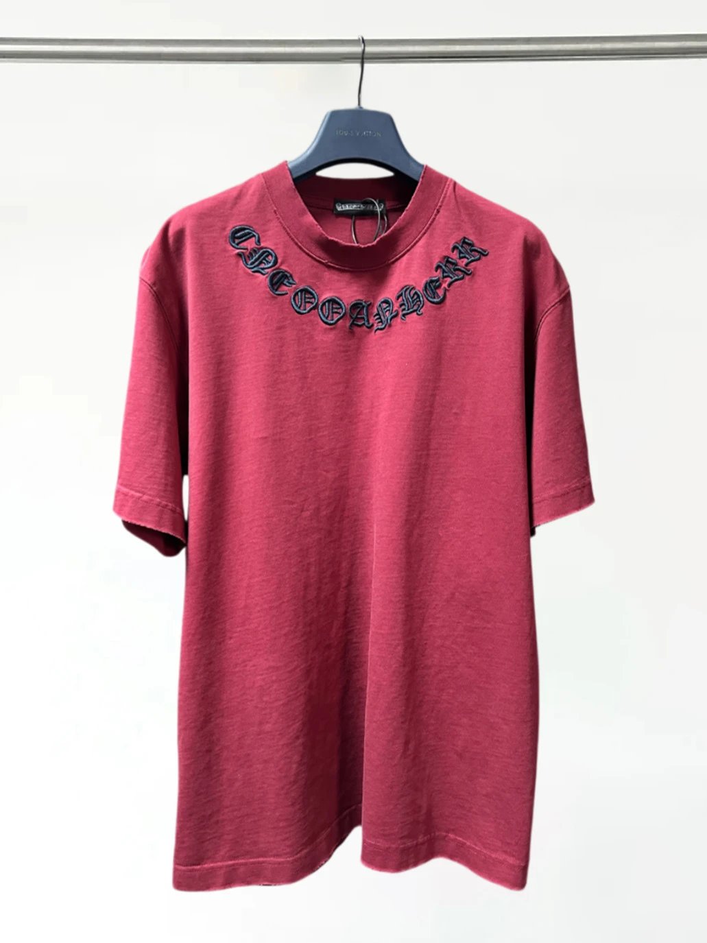 Chrome Hearts Gothic Embroidered Gray T-Shirt - 11