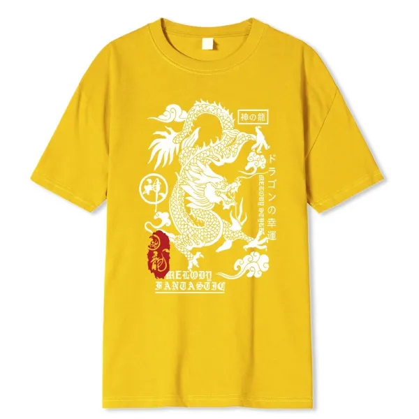 Design Dragon Motif Orange T-Shirt - 4