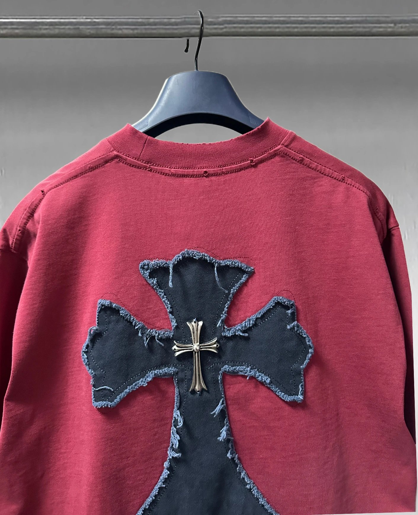 Chrome Hearts Gothic Embroidered Gray T-Shirt - 14