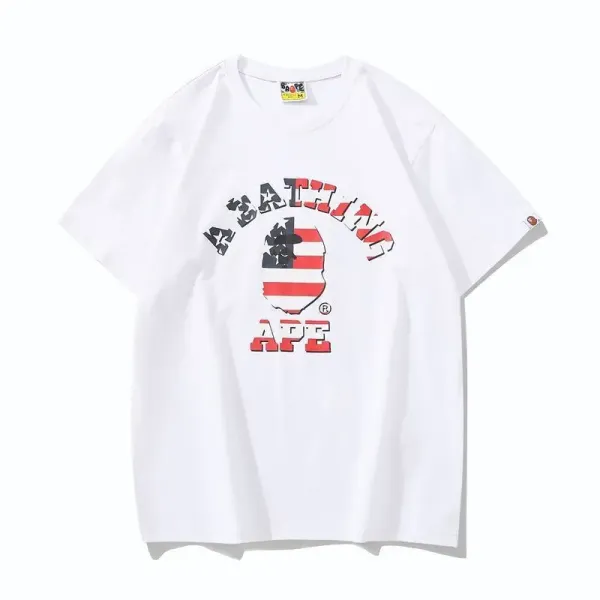 A Bathing Ape USA Flag Graphic T-Shirt White - 1