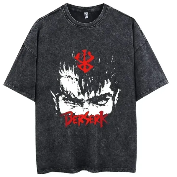 Design Berserk Graphic Acid Wash T-Shirt Black T-Shirts - 1