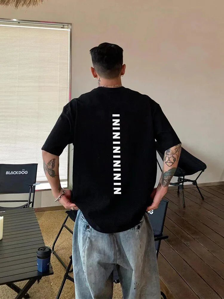 Design ININI Logo Print Oversized T-Shirt White T-Shirts - 3