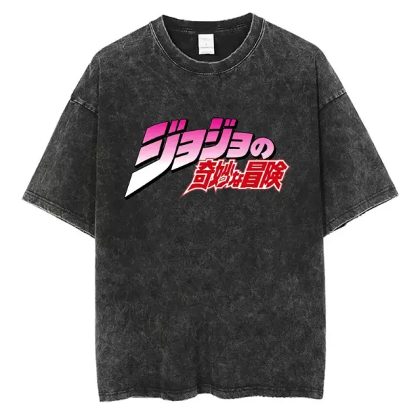 Design JoJo's Bizarre Adventure Logo Acid Wash Black T-Shirt T-Shirts - 1