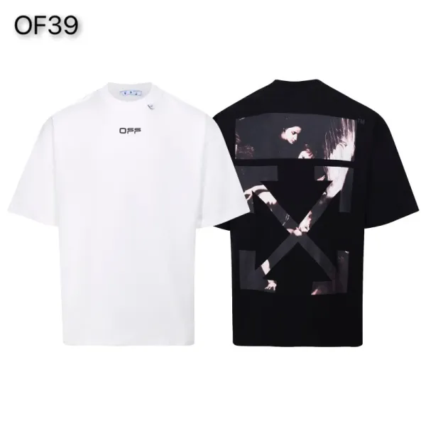 Off-White Mona Lisa Tape Print T-Shirt White and Black - 37