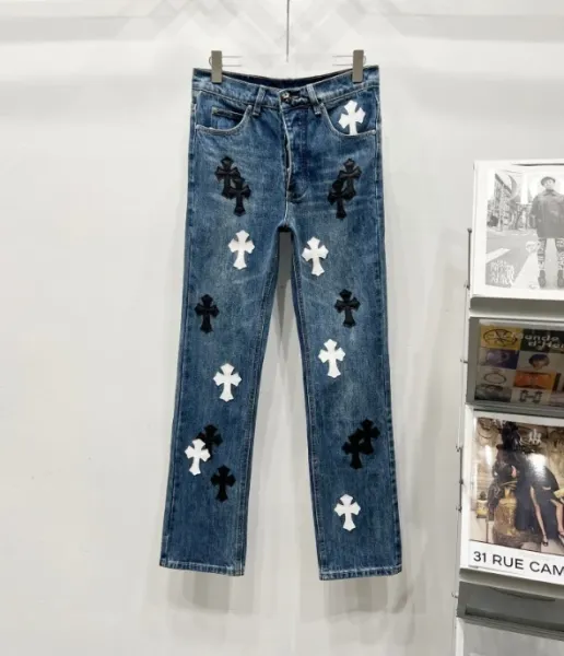 Chrome Hearts Cross-Embellished Straight-Leg Jeans Blue - 1