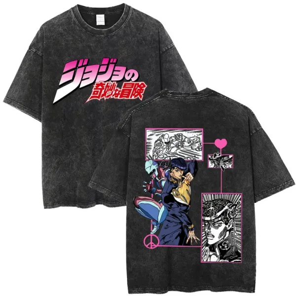 Design JoJo's Bizarre Adventure x Custom Graphic Oversized Washed Black T-Shirt T-Shirts - 1