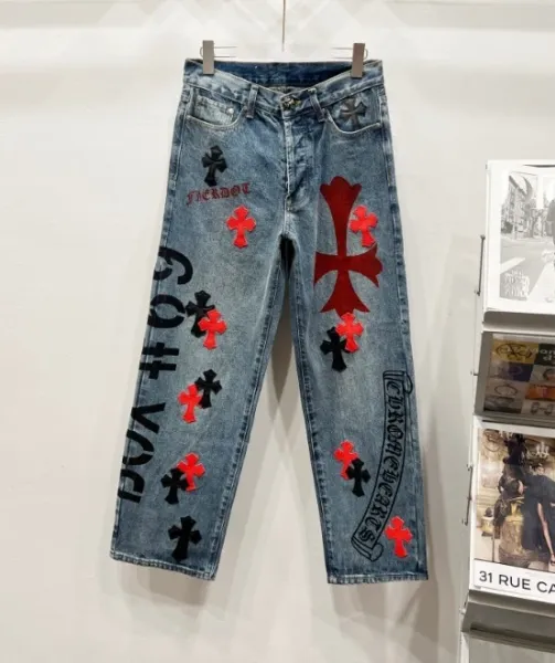 Design Cartoon Patch Distressed Wide-Leg Jeans Light Blue - 7