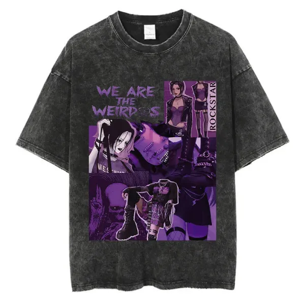 Design We Are The Weirdos Purple Graphic Acid Wash T-Shirt - 1