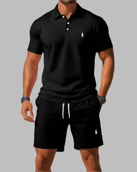 Polo Ralph Lauren Classic Fit Polo Shirt and Shorts Set Black - 7