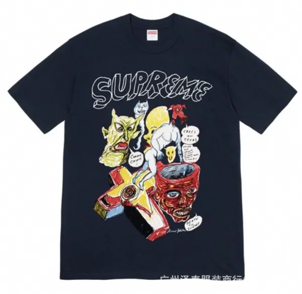 Supreme x Raymond Pettibon Cross On Texas T-Shirt Navy - 1