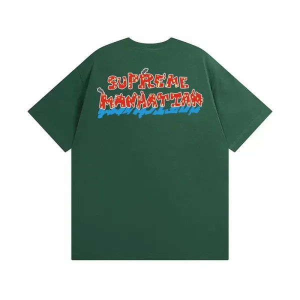 Supreme Manhattan Graphic Print Army Green T-Shirt - 1