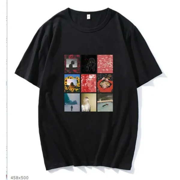 Design 9-Panel Collage Print Black T-Shirt - 1