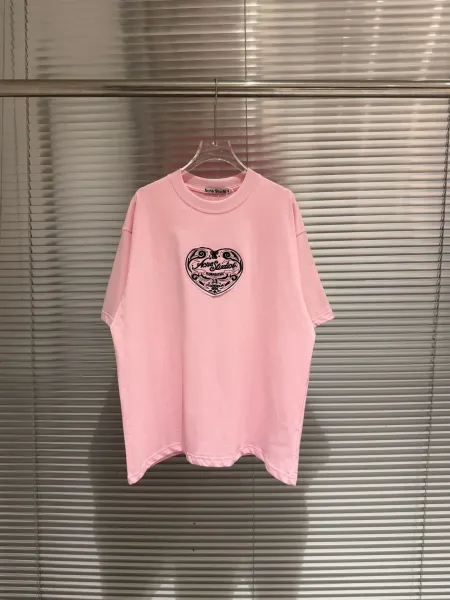 Acne Studios Heart Logo Oversized T-Shirt Pink - 46