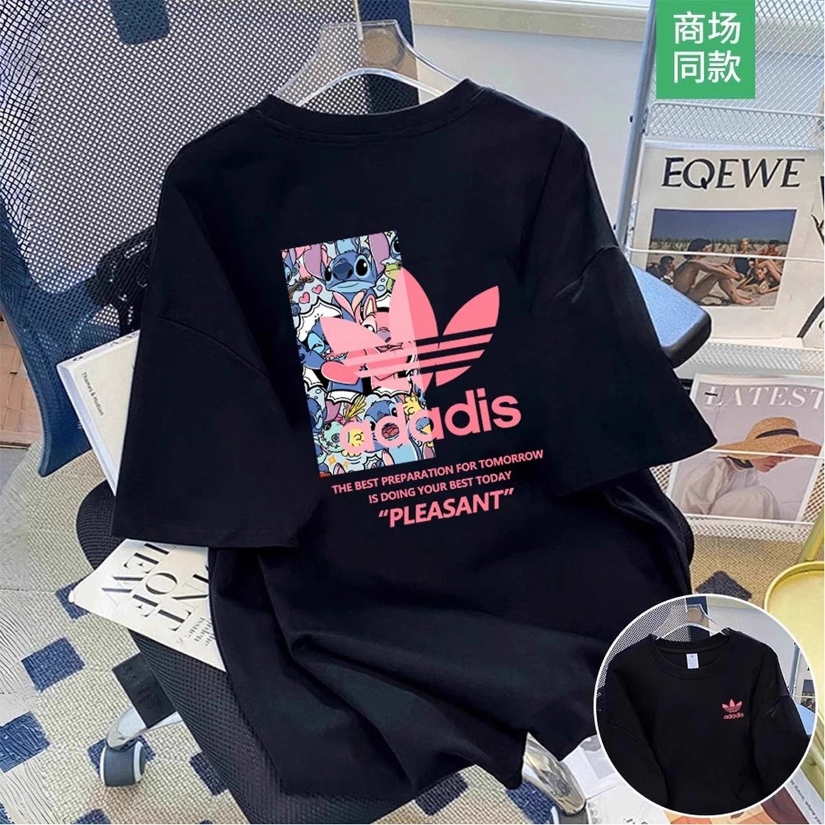 Adidas Originals x Disney Stitch Graphic T-Shirt Black