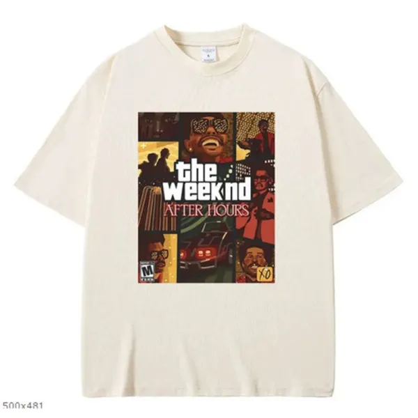 Design The Weeknd x After Hours Graphic Print Beige T-Shirt T-Shirts - 1