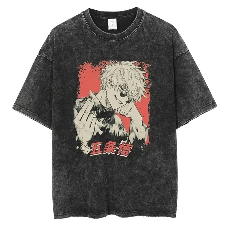 Design Jujutsu Kaisen Gojo Satoru Acid Wash T-Shirt