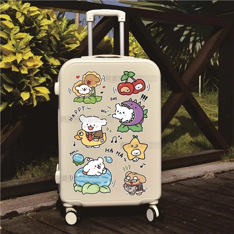 Custom Cartoon Sticker Decorated Hardshell Carry-On Suitcase