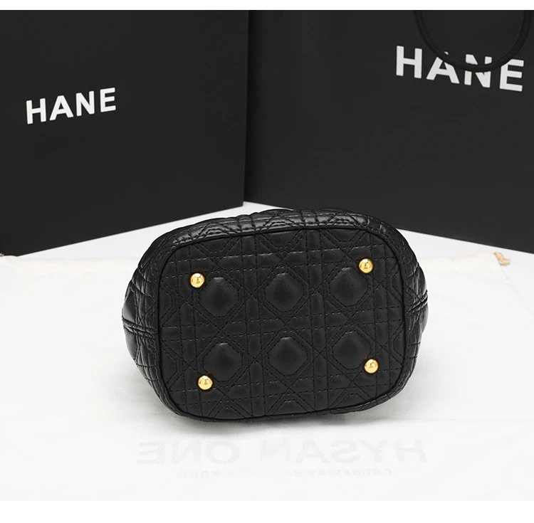 HANE Quilted Pearl-Embellished Pink Bucket Bag Handbags - 22