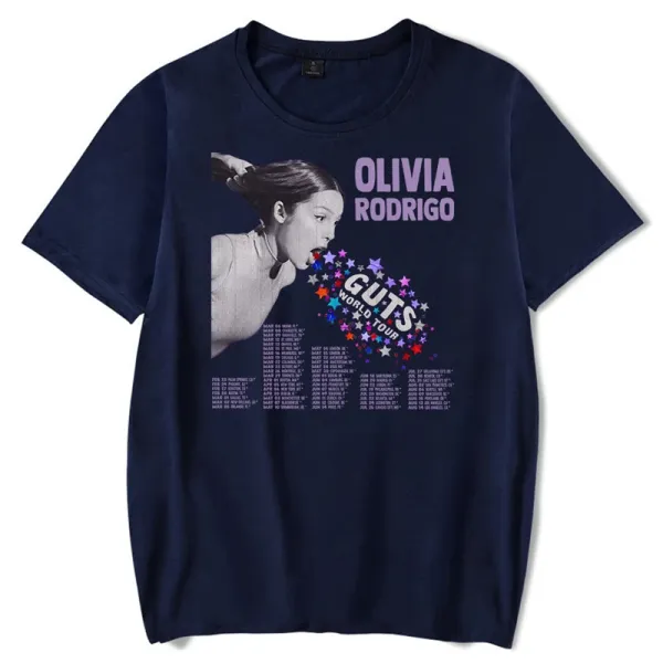 Design Olivia Rodrigo Guts World Tour Graphic T-Shirt Navy T-Shirts - 1