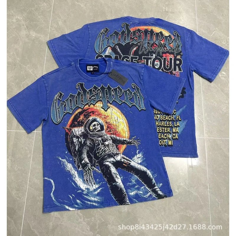 Godspeed Space Tour Astronaut Print Blue T-Shirt