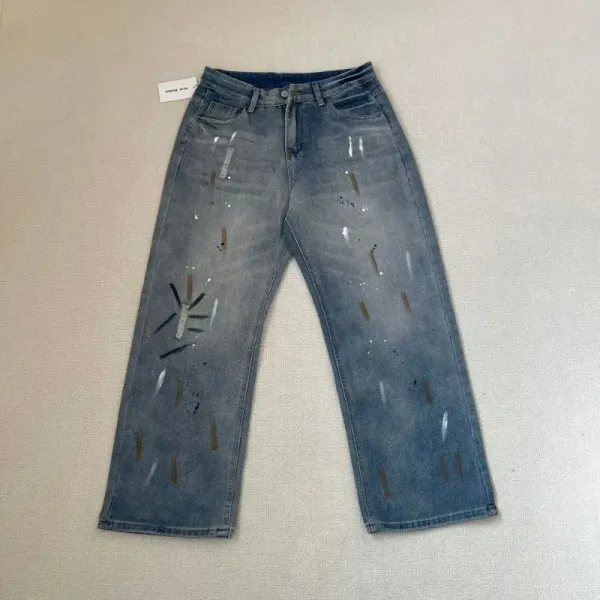 Design Distressed Graffiti-Print Wide-Leg Jeans - 3