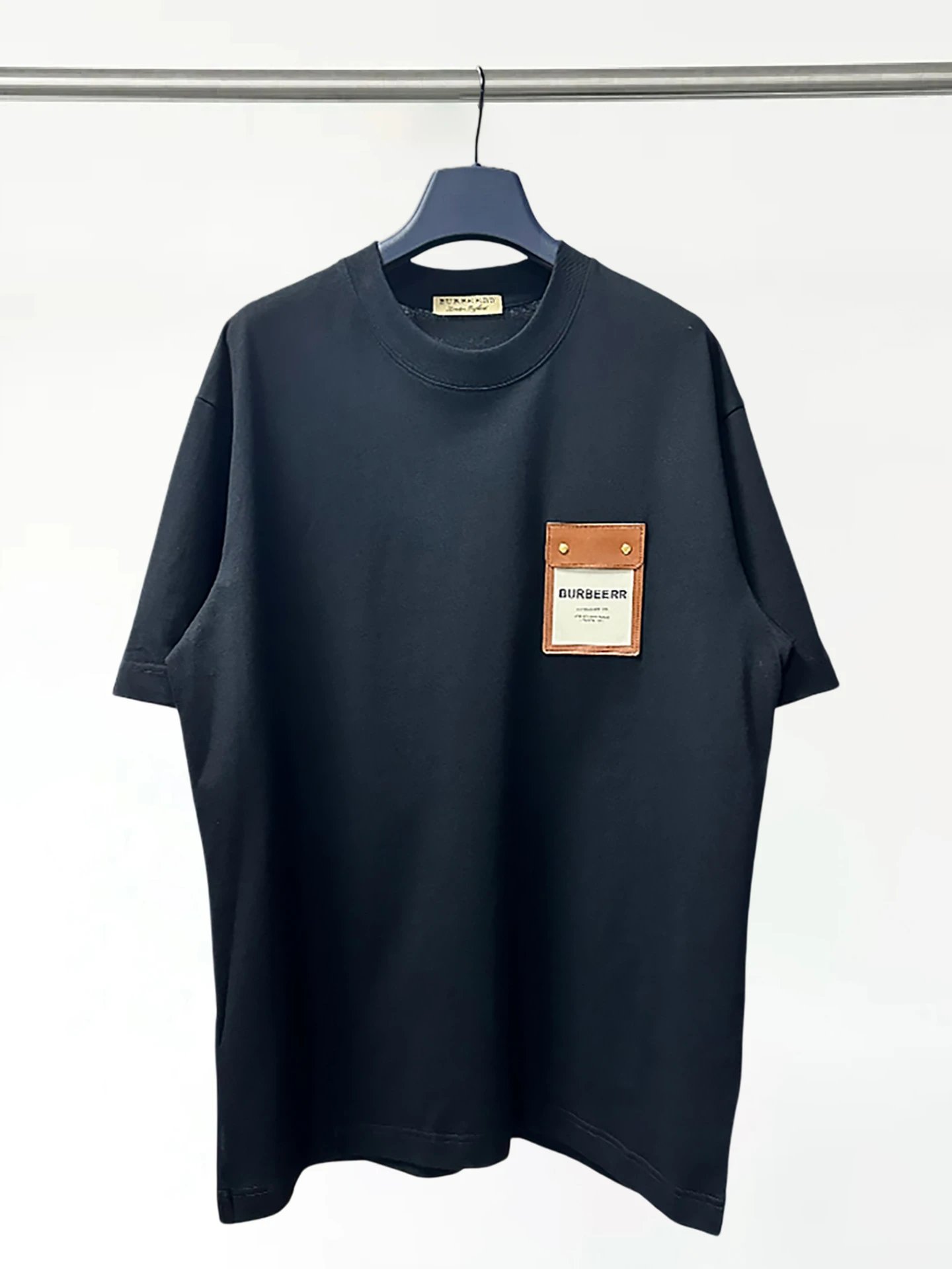 Burberry Leather-Patch Pocket T-Shirt Black - 10
