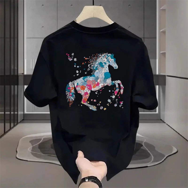 Design Horse Print Graphic T-Shirt Black - 5