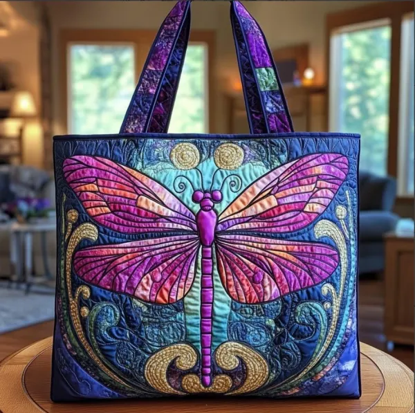 Design Embroidered Shamrock Quilted Tote Bag Green - 24