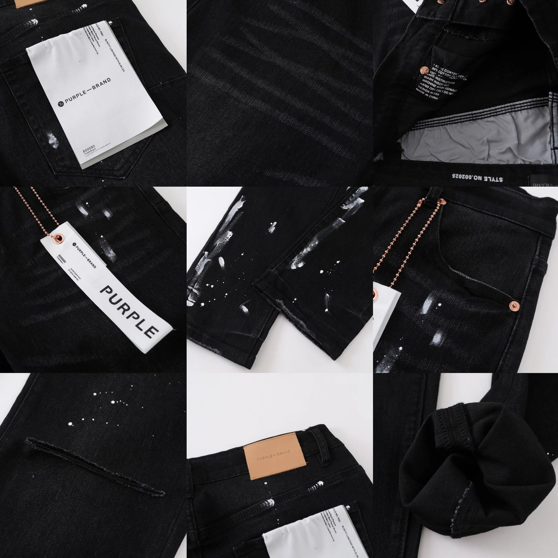 Purple Brand Logo-Embroidered Flared Black Jeans - 5