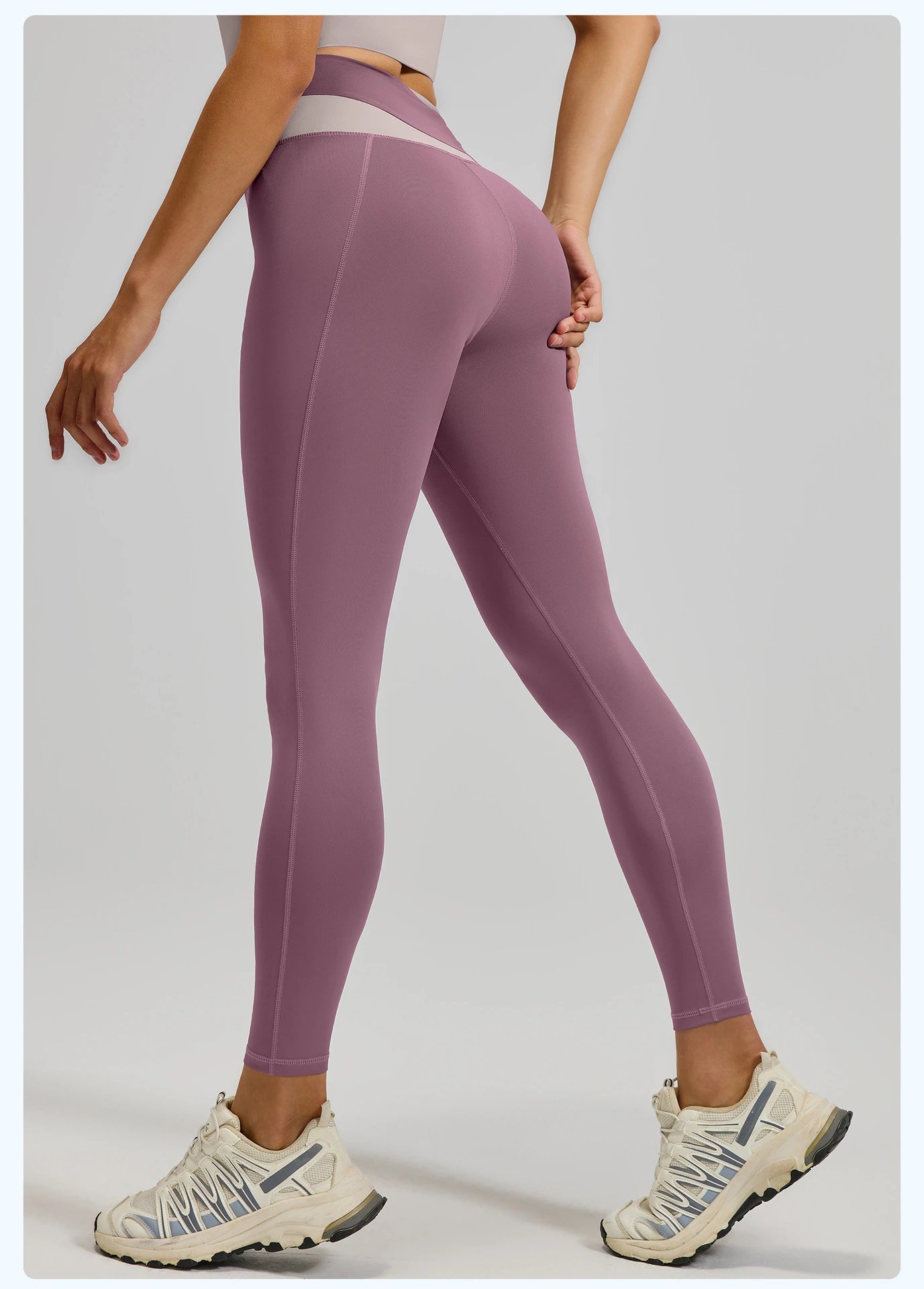 Design Wrap-Around Striped Sports Bra in Cream Purple Activewear - 30
