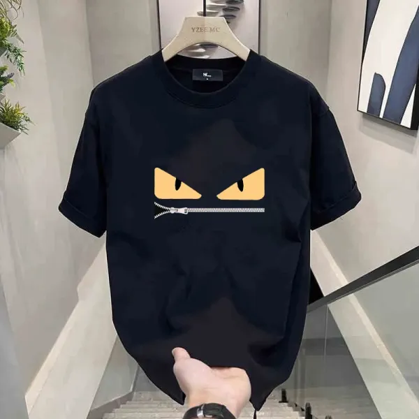 Design Monster Eyes Zipper Graphic Black T-Shirt - 13