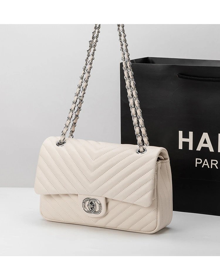 Chanel Classic Flap Bag Yellow Chevron Quilted Chain Shoulder Bag - 8