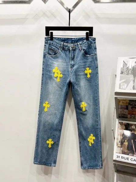 Chrome Hearts Cross-Embellished Straight-Leg Jeans Blue - 1