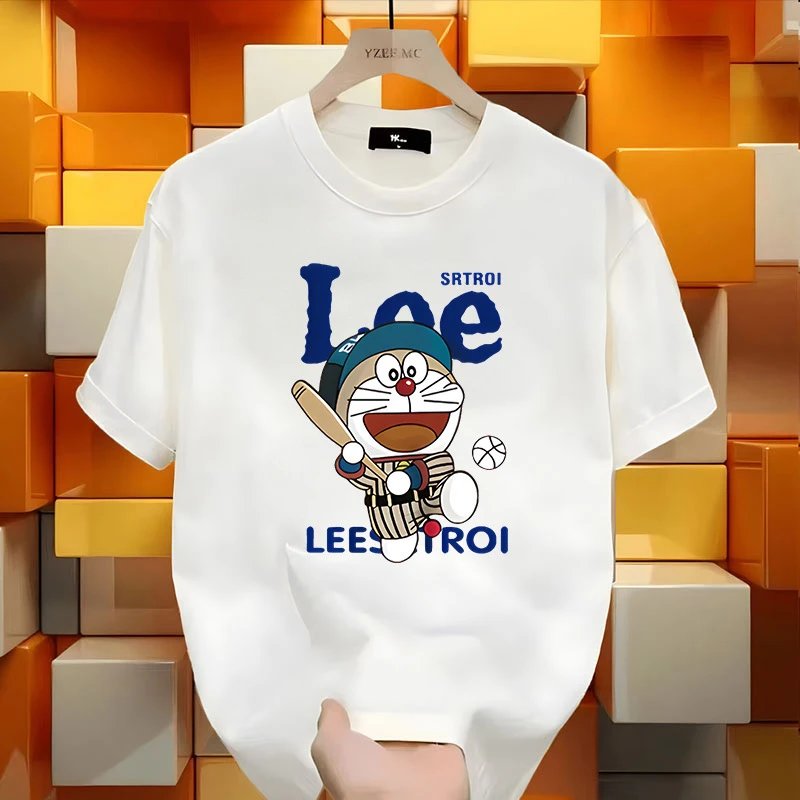Design Lee x Doraemon Baseball Graphic T-Shirt Black T-Shirts - 6