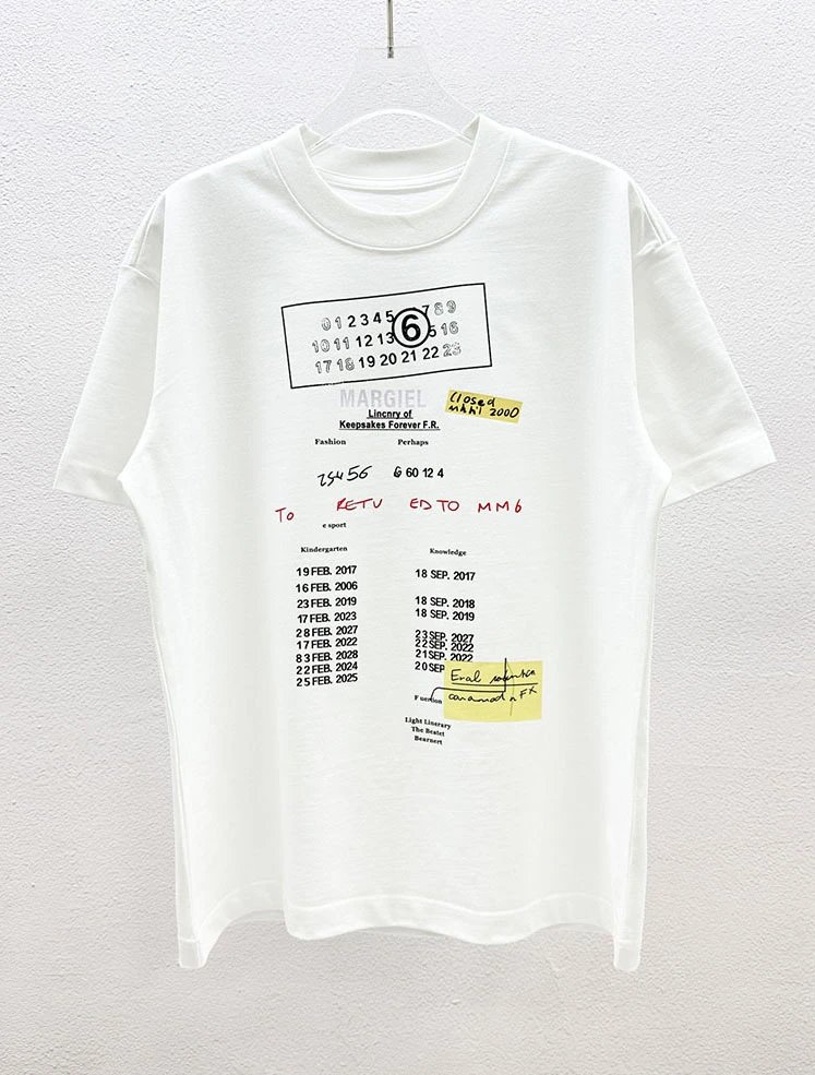 Maison Margiela Logo Embroidered T-Shirt White and Black - 41