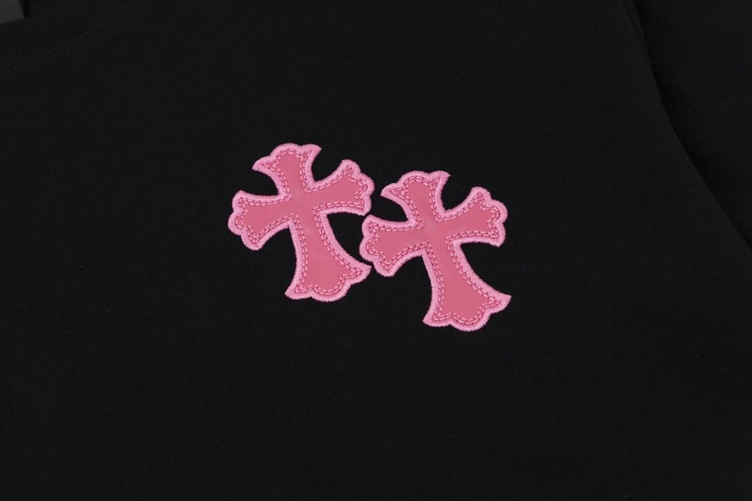 Chrome Hearts Cross Logo Pink Embroidered White T-Shirt - 11