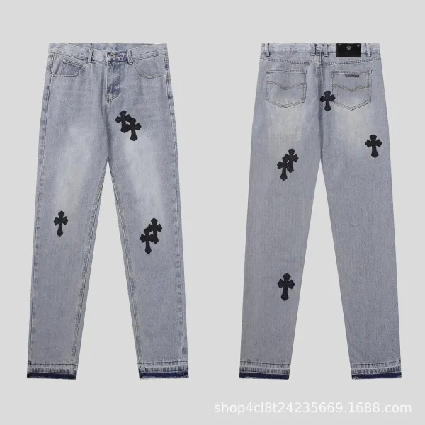 Chrome Hearts x NoStylist Embroidered Cross Patch Light Wash Jeans - 5
