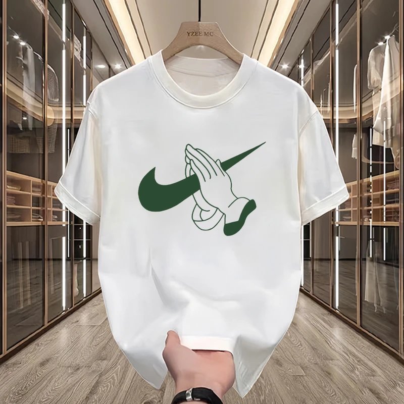 Design Praying Hands Swoosh Black T-Shirt - 5