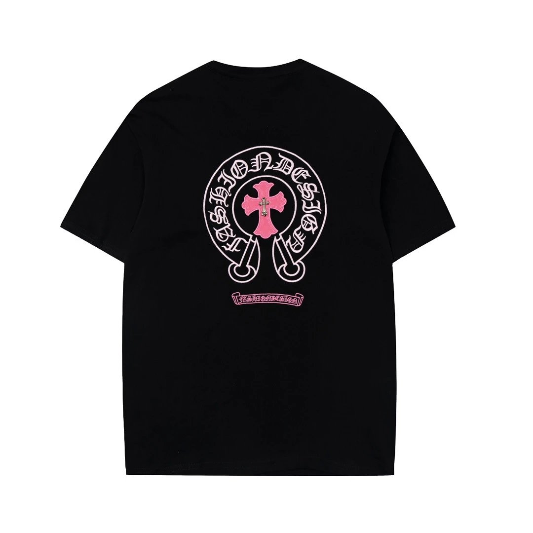Chrome Hearts Cross Logo Pink Embroidered White T-Shirt - 10