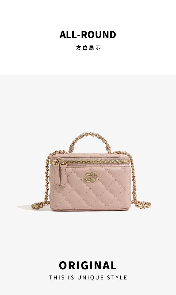 Chanel Mini Vanity Case Off-White Quilted Chain Bag - 16
