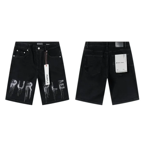 Purple Brand PURPLE Embroidered Denim Shorts Black - 1