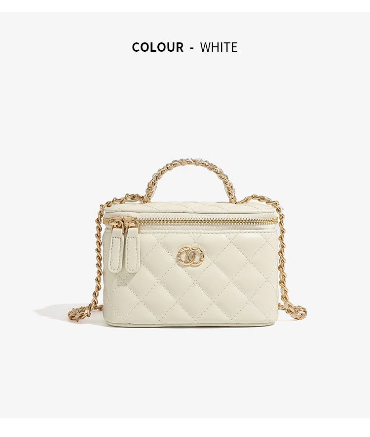 Chanel Mini Vanity Case Off-White Quilted Chain Bag - 22