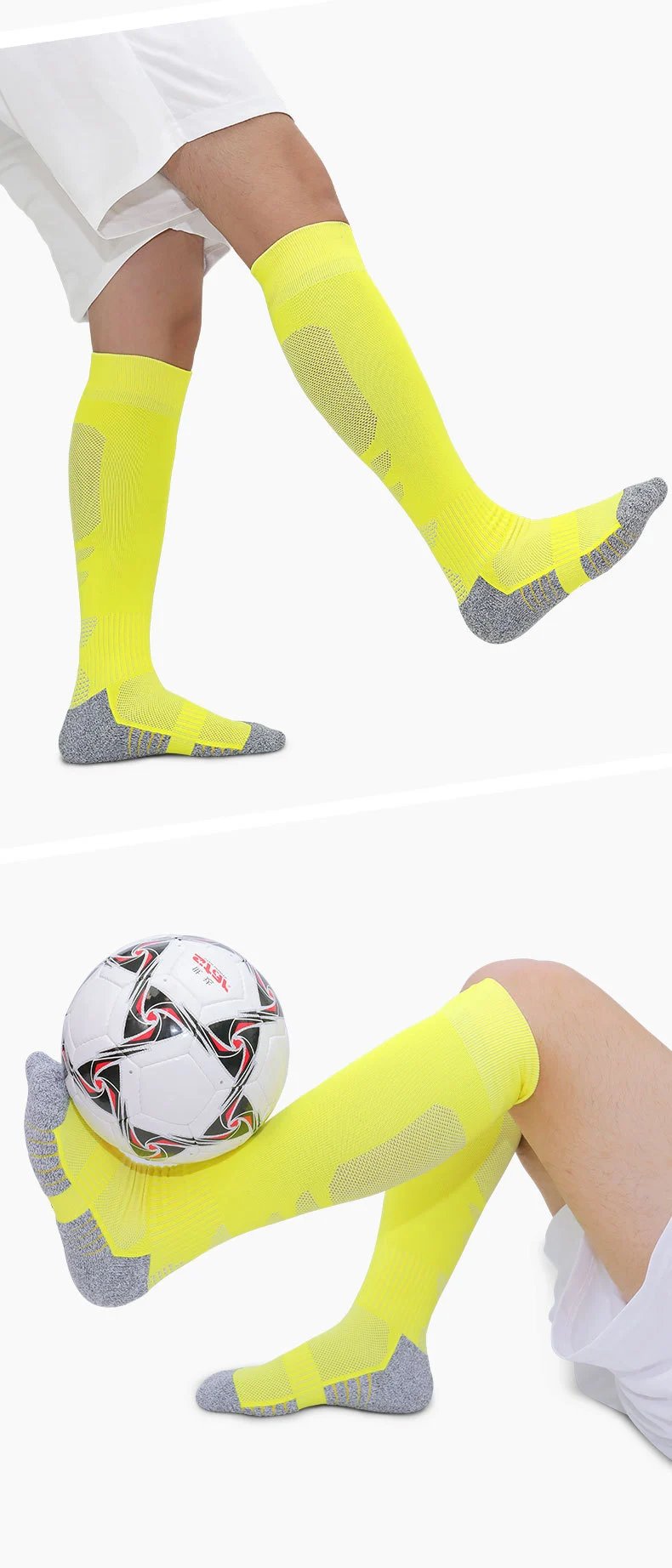Design Performance Knee-High Socks Neon Green / Gray Socks - 12
