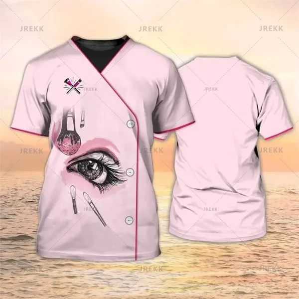 Design Makeup Brush Illustration Split-Color T-Shirt - 17