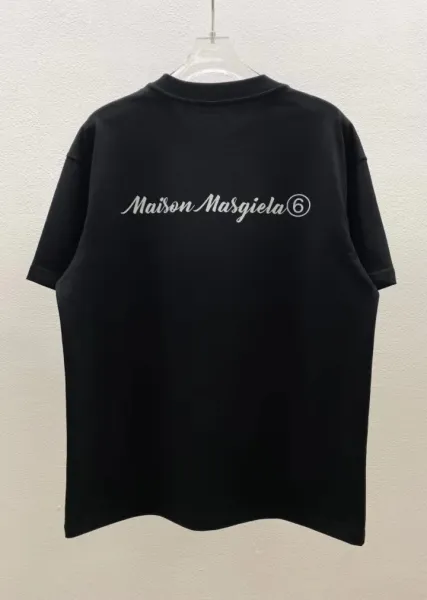 Maison Margiela Tabi Logo Embroidered Black T-Shirt - 25