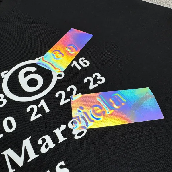 Maison Margiela Tabi Logo Embroidered Black T-Shirt - 49