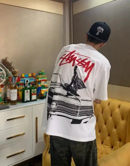 Stussy Graphic Print Oversized T-Shirt White - 4