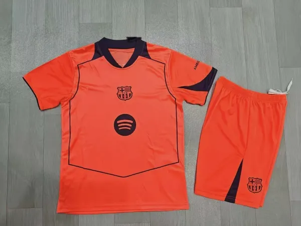 FC Barcelona x Spotify 2024 Third Kit Beige Jersey and Black Shorts Set - 4